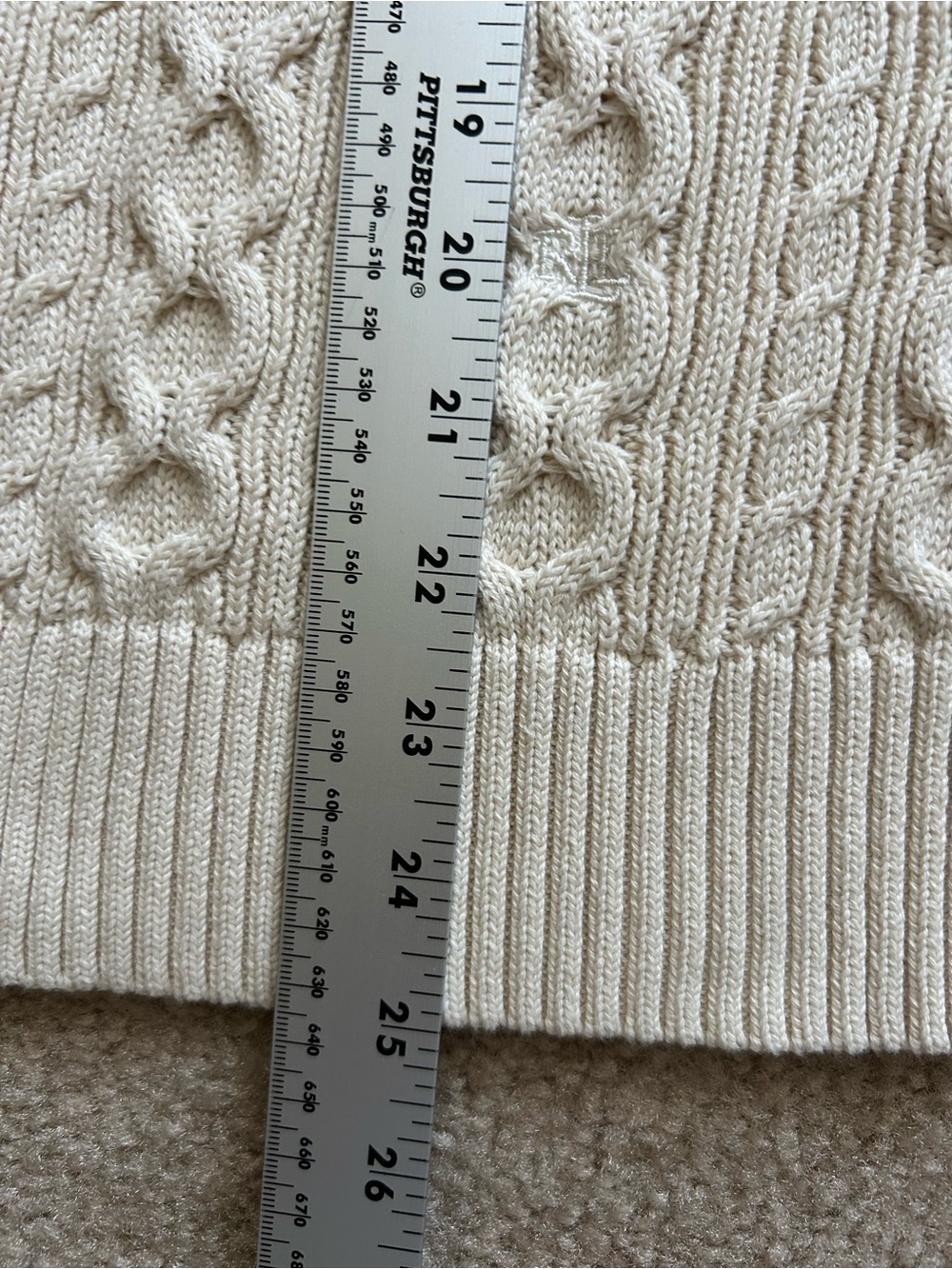 Lauren Ralph Lauren Cream Cable Knit V-Neck Cricket Sweater - Picture 9 of 9